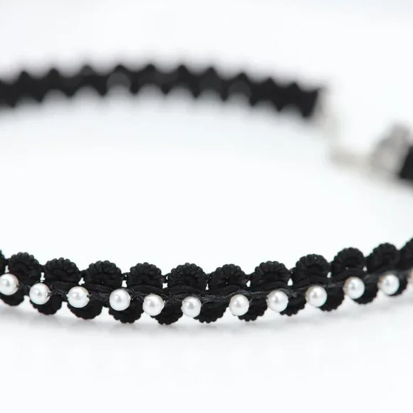 Fancy Black Choker Pearl Chokers adjustable - Picture 4 of 9